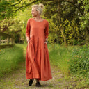Robe Louisa manches 3/4 Lin terre cuite | Quintessence