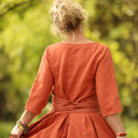 Robe Louisa manches 3/4 Lin terre cuite | Quintessence