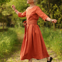 Robe Louisa manches 3/4 Lin terre cuite | Quintessence