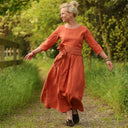 Robe Louisa manches 3/4 – Lin terre cuite - Quintessence