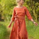 Robe Louisa manches 3/4 Lin terre cuite | Quintessence