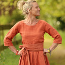 Robe Louisa manches 3/4 Lin terre cuite | Quintessence