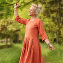 Robe Louisa manches 3/4 Lin terre cuite | Quintessence