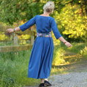Robe Louisa manches 3/4 Seersucker de coton bleu majorelle | Quintessence