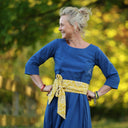 Robe Louisa manches 3/4 Seersucker de coton bleu majorelle | Quintessence