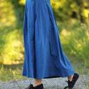 Robe Louisa manches 3/4 Seersucker de coton bleu majorelle | Quintessence