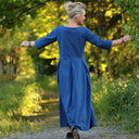 Robe Louisa manches 3/4 Seersucker de coton bleu majorelle | Quintessence