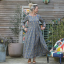 Robe Louisa manches 3/4 viscose Fleurs du Soleil - Quintessence