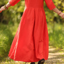 Robe Louisa manches 3/4 – Viscose/lin orange crépuscule - Quintessence