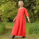 Robe Louisa manches 3/4 – Viscose/lin orange crépuscule - Quintessence