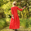 Robe Louisa manches 3/4 – Viscose/lin orange crépuscule - Quintessence