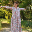 Robe Louisa manches 3/4 – Viscose/lin orange crépuscule - Quintessence