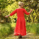 Robe Louisa manches 3/4 – Viscose/lin orange crépuscule - Quintessence
