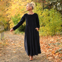 Robe Louisa - velours côtelé bleu marine - Quintessence