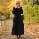 Robe Louisa - velours côtelé bleu marine - Quintessence