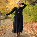 Robe Louisa - velours côtelé bleu marine - Quintessence