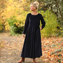 Robe Louisa - velours côtelé bleu marine - Quintessence