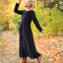 Robe Louisa - velours côtelé bleu marine - Quintessence