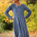 Robe Louisa - velours côtelé bleu officier - Quintessence