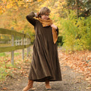 Robe Louisa - velours côtelé bleu officier - Quintessence