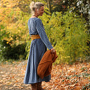 Robe Louisa - velours côtelé bleu officier - Quintessence