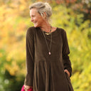 Robe Louisa - velours côtelé moka - Quintessence