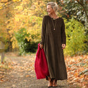 Robe Louisa - velours côtelé moka - Quintessence