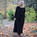 Robe Louisa - velours milleraies noir - Quintessence