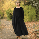 Robe Louisa - velours milleraies noir - Quintessence