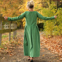 Robe Louisa - velours milleraies vert pomme - Quintessence