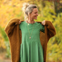 Robe Louisa - velours milleraies vert pomme - Quintessence
