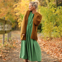 Robe Louisa - velours milleraies vert pomme - Quintessence