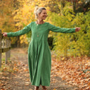 Robe Louisa - velours milleraies vert pomme - Quintessence