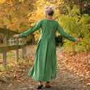 Robe Louisa - velours milleraies vert pomme - Quintessence