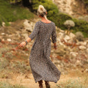 Robe Louisa viscose fleurettes dorées - Quintessence