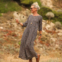 Robe Louisa viscose fleurettes dorées - Quintessence