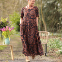 Robe Louisa - Viscose fleurie camel - Quintessence
