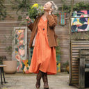 Robe Louisette - double gaze de coton carreaux orange/ocre - Quintessence