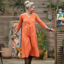 Robe Louisette - double gaze de coton carreaux orange/ocre - Quintessence