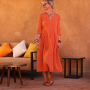Robe Louisette - double gaze de coton carreaux orange/ocre - Quintessence