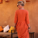 Robe Louisette - double gaze de coton carreaux orange/ocre - Quintessence