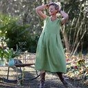 Robe Louison - lin vert pomme - Quintessence
