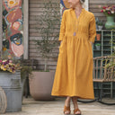 Robe Manon - lin ocre - Quintessence