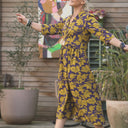 Robe Manon - viscose fleuri prune/ocre - Quintessence