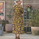 Robe Manon - viscose fleuri prune/ocre - Quintessence