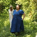 Robe Ophélie - sersucker de coton indigo - Quintessence