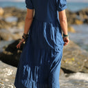 Robe Ophélie - sersucker de coton indigo - Quintessence