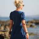 Robe Ophélie - sersucker de coton indigo - Quintessence