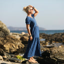 Robe Ophélie - sersucker de coton indigo - Quintessence