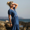 Robe Ophélie - sersucker de coton indigo - Quintessence